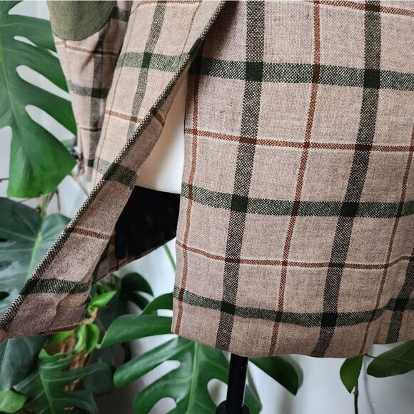 Vintage Virgin Wool 60s 70s Plaid Ladies Blazer Jacket Elbow Patches Designer Eq - Picture 9 of 14